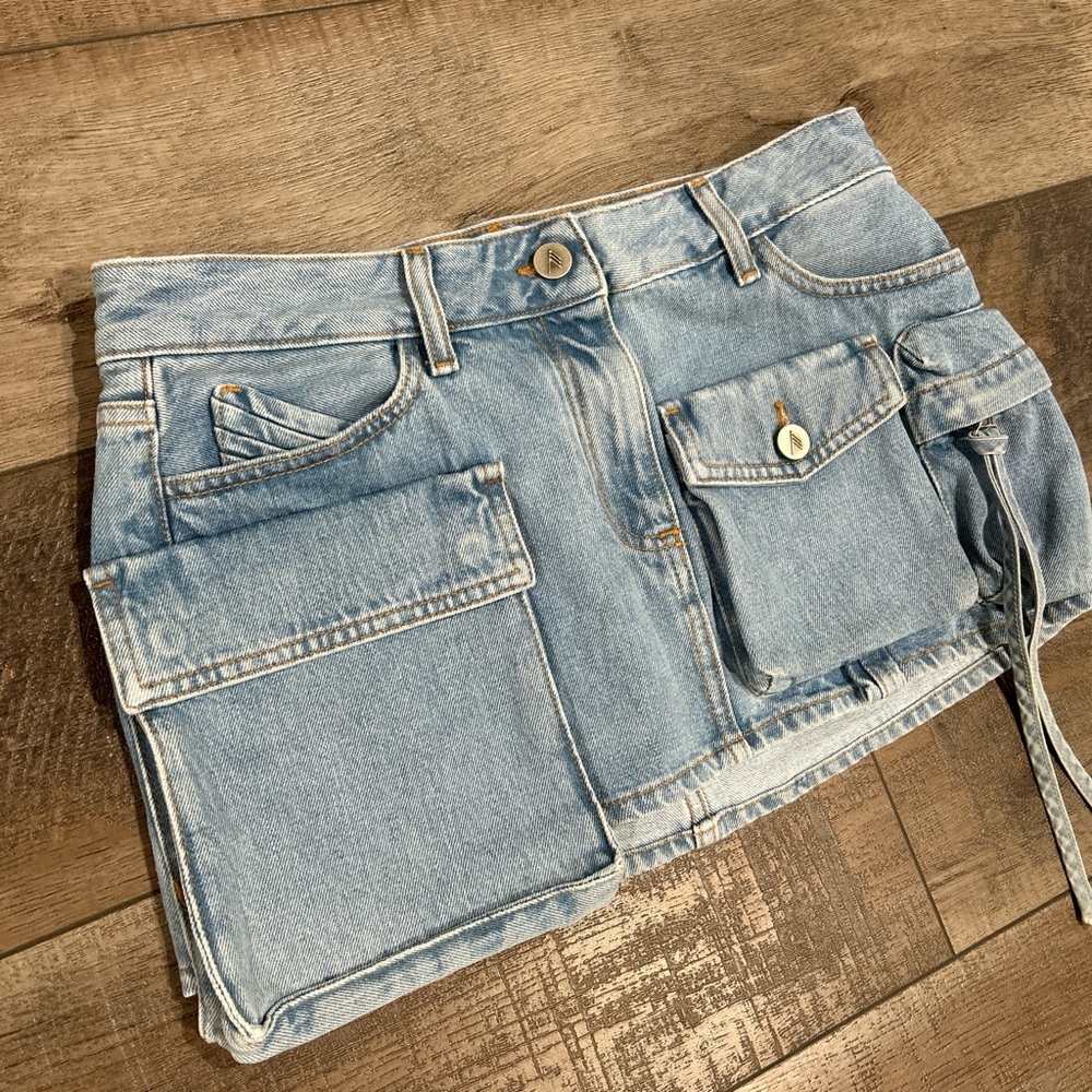 The ATTICO Fay cargo pocket denim mini skirt - Picture 3 of 6